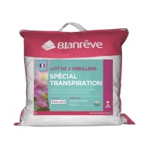 BLANREVE Lot de 2 Oreillers Spécial Transpiration - 60 x 60 cm - Blan