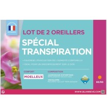 BLANREVE Lot de 2 Oreillers Spécial Transpiration - 60 x 60 cm - Blan