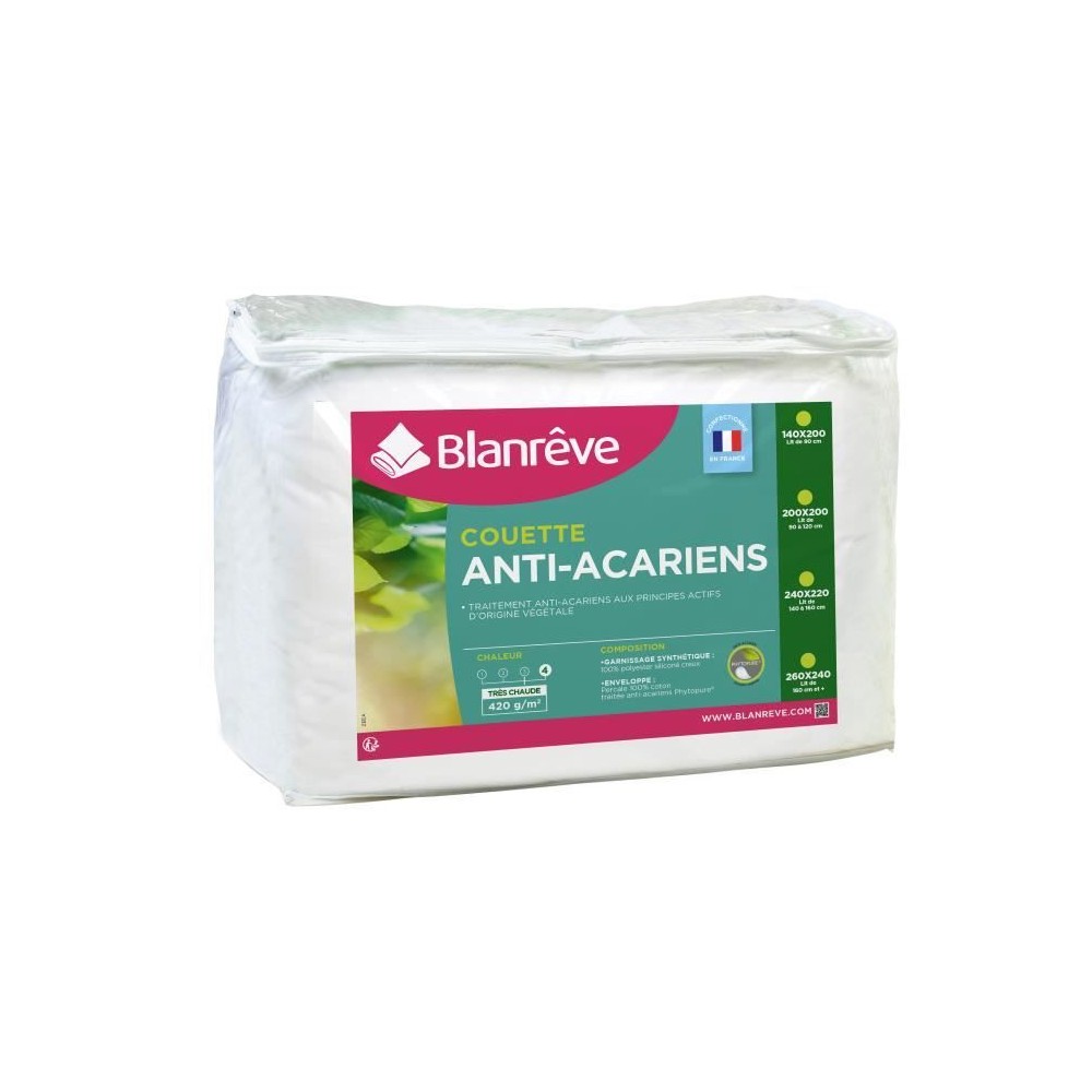 BLANREVE Couette tres chaude Percale - Anti-acariens - 420g/m² - 140x