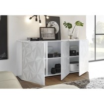 Buffet - Blanc laqué brillant - 3 Portes - PARIGI - L 181 x P 42 x H