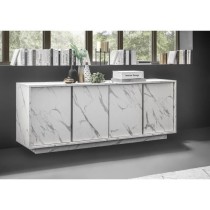 Buffet - Marbre blanc - Style chic - 4 portes - MARMO - L 180 x P 43 x