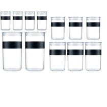 Bocaux conservation - BODUM - PRESSO SET - 12 bocaux plastique avec co