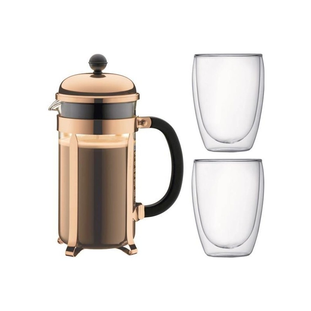 Cafetiere a piston - BODUM - CHAMBORD SET - 8 tasses 1.0 l + 2 verres