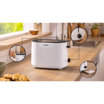 Toaster - BOSCH - TAT2M121 MyMoment - Blanc - 2 tranches - centrage au