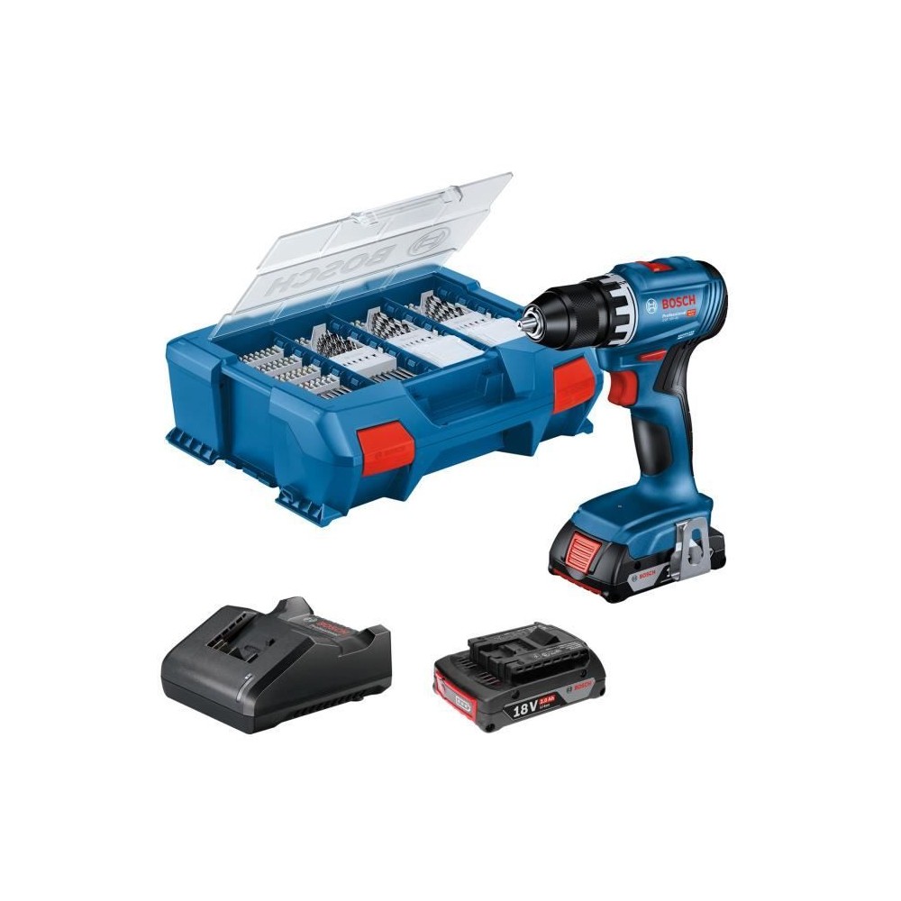 Perceuse-visseuse Bosch professional GSR 18V + 2 batteries 2,0Ah + cha