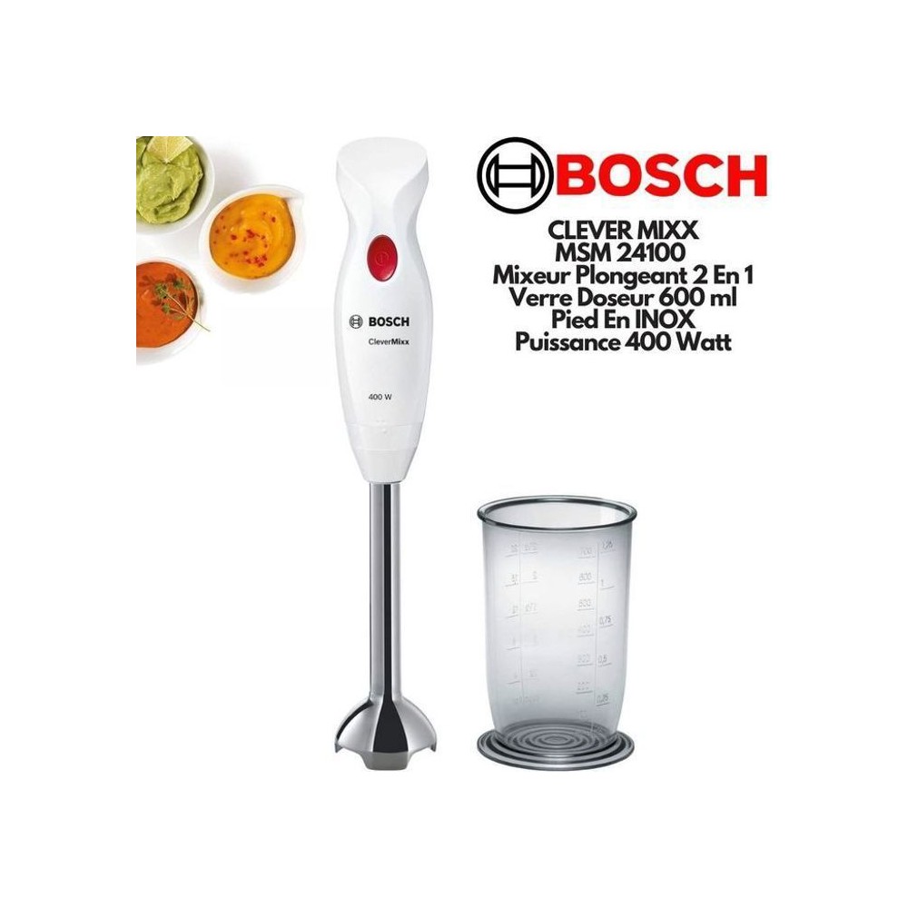 Mixeur plongeant CleverMixx MSM24100 - BOSCH - 400W - Pied détachable