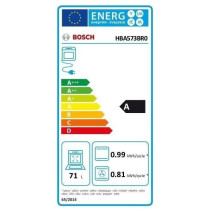 Four Pyrolyse - BOSCH HBA573BR0 - Acier inoxydable - 71L - Air pulsé