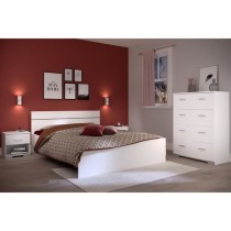 Chambre complete BOSTON : Lit adulte 140x190 + Commode + 2 Chevets - D