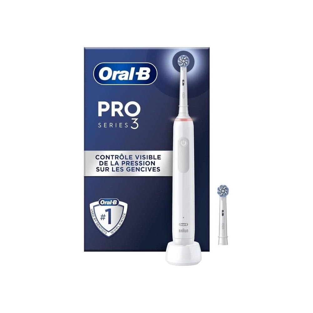 Brosse a Dents Électrique Oral-B Pro 3 3000 Blanche - 2 Brossettes -