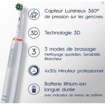 Brosse a Dents Électrique Oral-B Pro 3 3000 Blanche - 2 Brossettes -