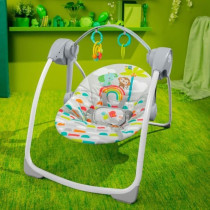 BRIGHT STARTS Balancelle bébé électrique compacte – Animaux, 6 vi