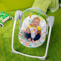 BRIGHT STARTS Balancelle bébé électrique compacte – Animaux, 6 vi