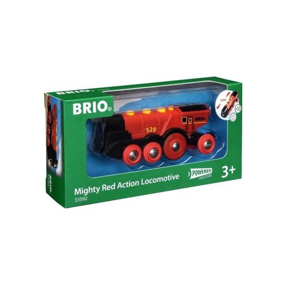 Locomotive Rouge Puissante a piles BRIO - Circuit de train en bois - R