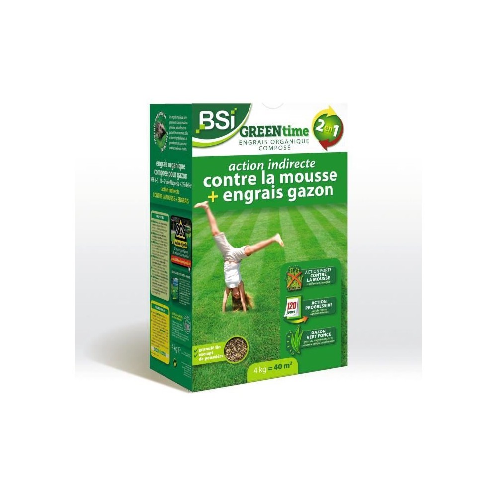 BSI - Engrais Gazon - Greentime - Fertiliser le Gazon - jusqu'a 40m²