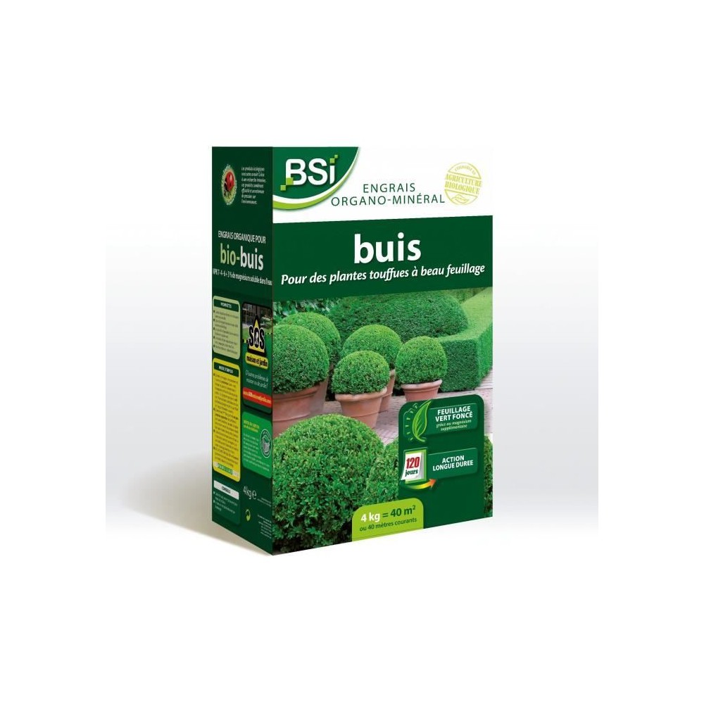 BSI - Engrais Bio Buis - Feuillage Etincelant Et Vert Fonçé - Action