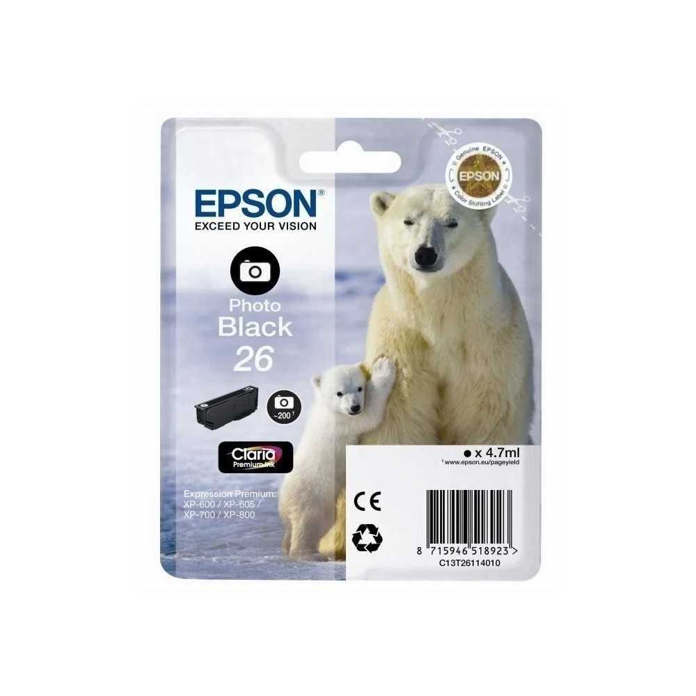 EPSON Cartouche d'encre T2611 Noir photo - Ours Polaire (C13T26114010)