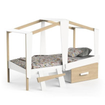 DEMEYERE Lit cabane enfant avec grand tiroir - 90 x 200 cm - Décor Bl