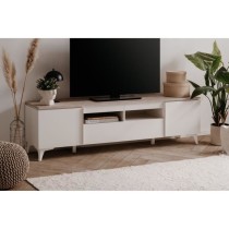 Meuble TV Bertrix 56A - Décor travertin / blanc - Panneaux de particu