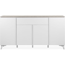 Buffet Bertrix 51A - Décor travertin / blanc - Panneaux de particules