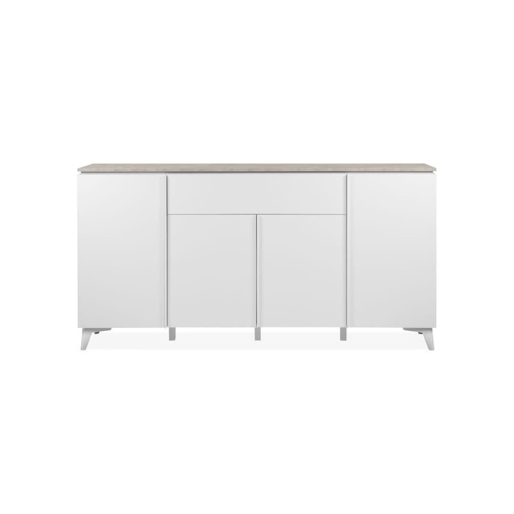 Buffet Bertrix 51A - Décor travertin / blanc - Panneaux de particules