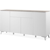 Buffet Bertrix 51A - Décor travertin / blanc - Panneaux de particules