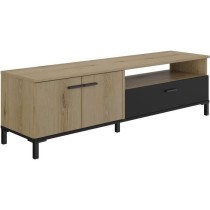 Banc TV - TRUST - Chene / Noir - 2 portes - 1 tiroir - 140 x 40 x 47 c