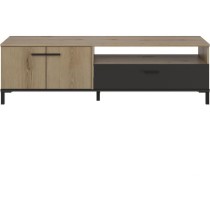 Banc TV - TRUST - Chene / Noir - 2 portes - 1 tiroir - 140 x 40 x 47 c