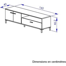 Banc TV - TRUST - Chene / Noir - 2 portes - 1 tiroir - 140 x 40 x 47 c