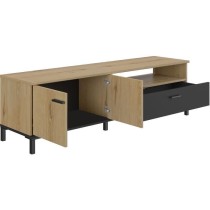 Banc TV - TRUST - Chene / Noir - 2 portes - 1 tiroir - 140 x 40 x 47 c