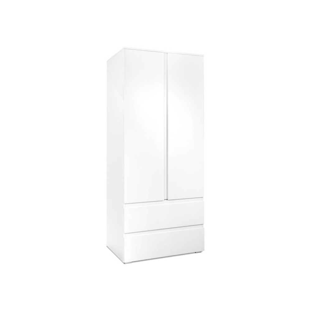 Armoire Image 60A - 2 portes battantes - 2 tiroirs - Blanc Mat - L80 x