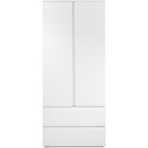 Armoire Image 60A - 2 portes battantes - 2 tiroirs - Blanc Mat - L80 x