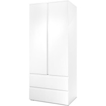 Armoire Image 60A - 2 portes battantes - 2 tiroirs - Blanc Mat - L80 x