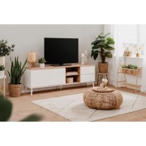 Meuble TV Linz 56A - Décor blanc / chene artisan - Panneaux de partic