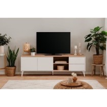 Meuble TV Linz 56A - Décor blanc / chene artisan - Panneaux de partic