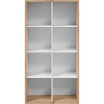 Bibliotheque étagere NOA - Blanc et chene - 8 cases - 137x71,5x33 cm