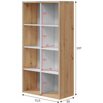 Bibliotheque étagere NOA - Blanc et chene - 8 cases - 137x71,5x33 cm