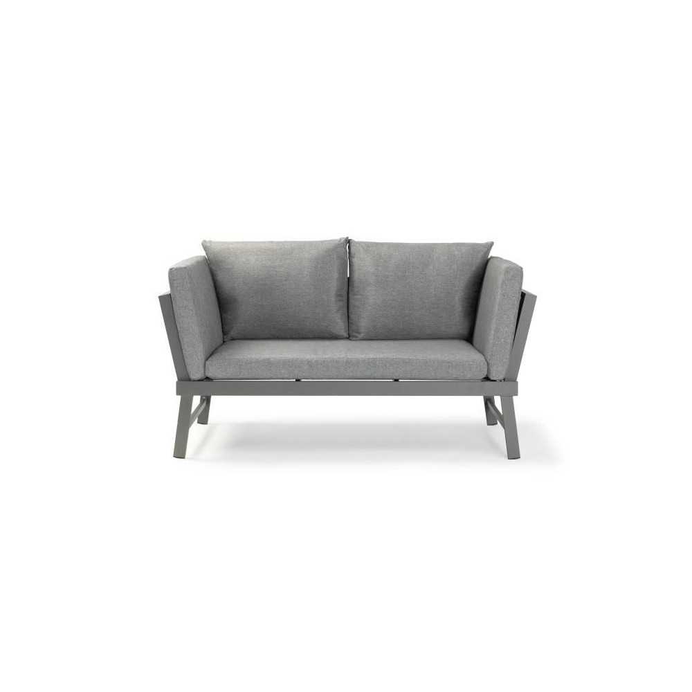 Banquette de jardin multifonction en aluminium avec coussins - 2 perso