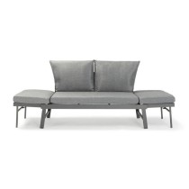 Banquette de jardin multifonction en aluminium avec coussins - 2 perso