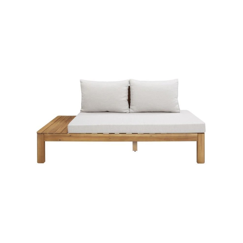 Banquette de jardin en bois d'acacia FSC - 2 personnes - Avec coussins