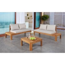 Banquette de jardin en bois d'acacia FSC - 2 personnes - Avec coussins