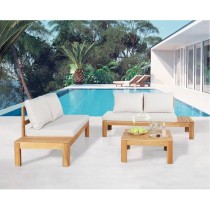 Banquette de jardin en bois d'acacia FSC - 2 personnes - Avec coussins