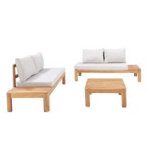 Banquette de jardin en bois d'acacia FSC - 2 personnes - Avec coussins