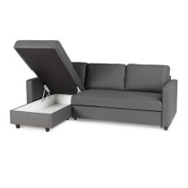 Canapé d'angle convertible réversible 3 places - Tissu gris - Contem