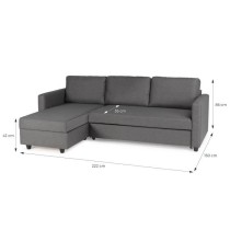 Canapé d'angle convertible réversible 3 places - Tissu gris - Contem