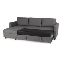 Canapé d'angle convertible réversible 3 places - Tissu gris - Contem