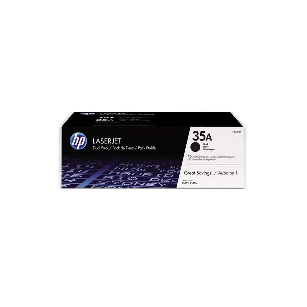 Pack 2 toners HP 35A noir authentique pour imprimantes LaserJet P1005/