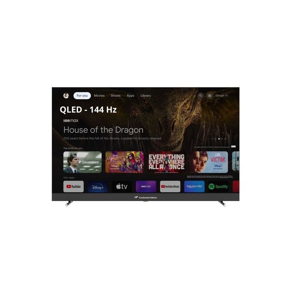 CONTINENTAL EDISON - CELEDGAM55QV24B6 - TV 4K UHD QLED Gaming 144Hz -