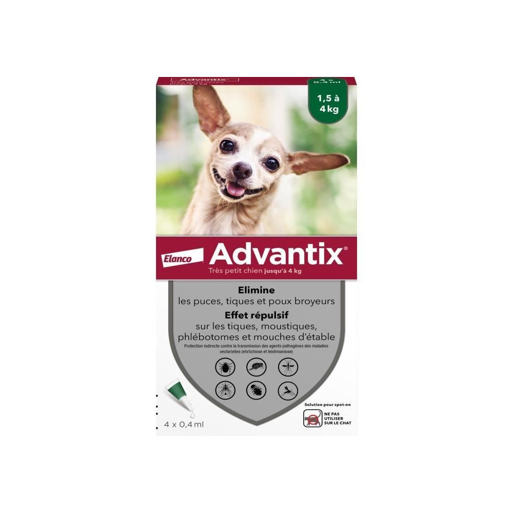 Advantix Chien Solution Antiparasitaire Puces Tiques Répulsif Mouches