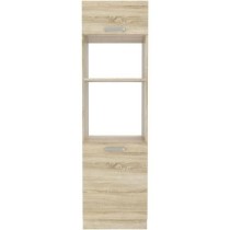 Meuble colonne four 2 portes battantes - Décor chene sonoma - L 60 x P 57 x H 210 cm - LASSEN