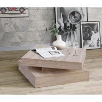 Table basse plateau rotatif - Carré - Chene - 78 x 78 x 36 cm - COFFE